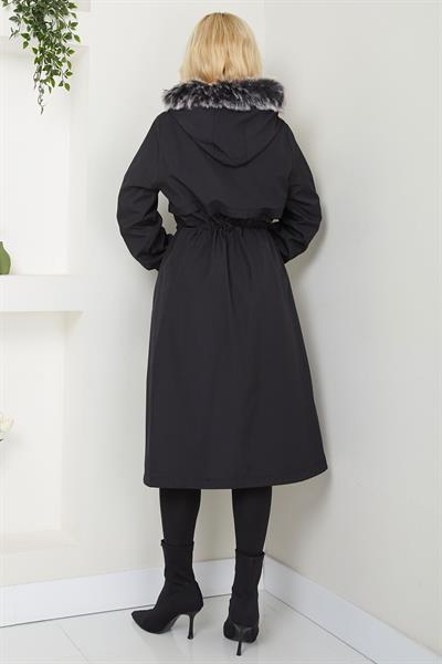 Allerli İçi Kürklü  Mont Siyah SS2330