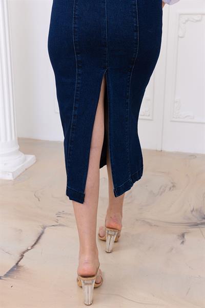 Askılı Kot Elbise Koyu Mavi SS2696