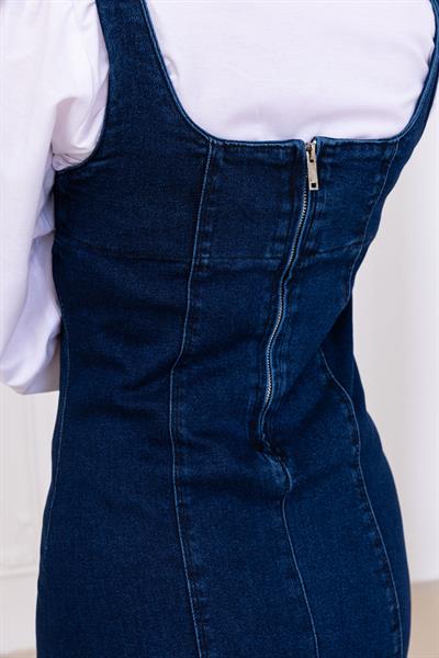 Askılı Kot Elbise Koyu Mavi SS2696