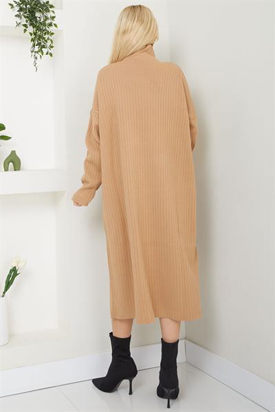 Balıkçı Yaka Triko Elbise SS2619 Camel