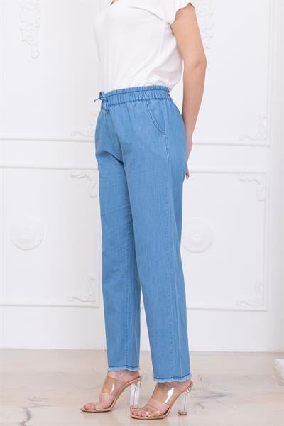 Beli Lastikli Pantolon Açık Mavi SS2726