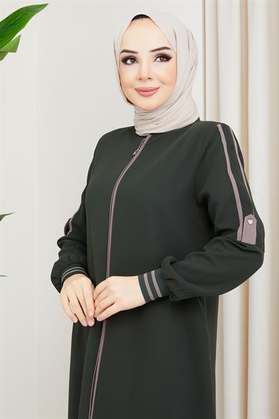 Biye Detaylı Ferace Haki SS02045