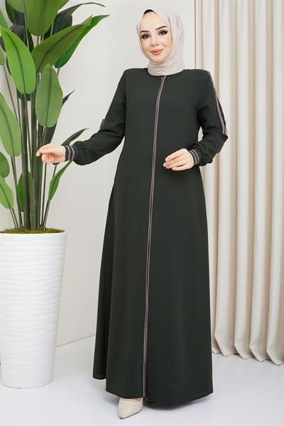 Biye Detaylı Ferace Haki SS02045