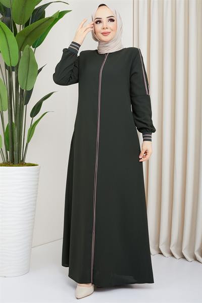 Biye Detaylı Ferace Haki SS02045