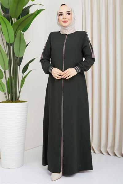 Biye Detaylı Ferace Haki SS02045
