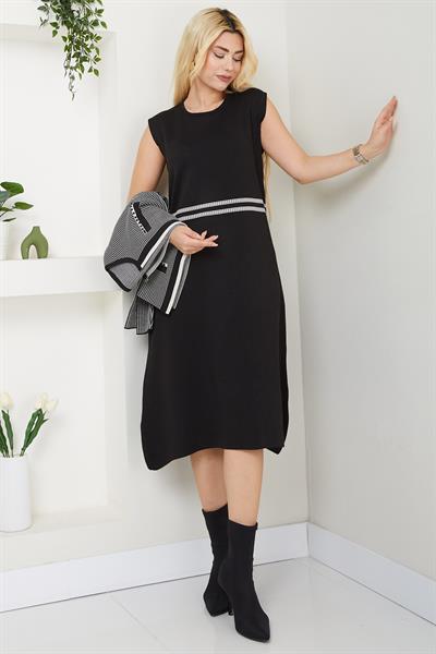 Ceketli Elbise Triko Takım Siyah SS2593