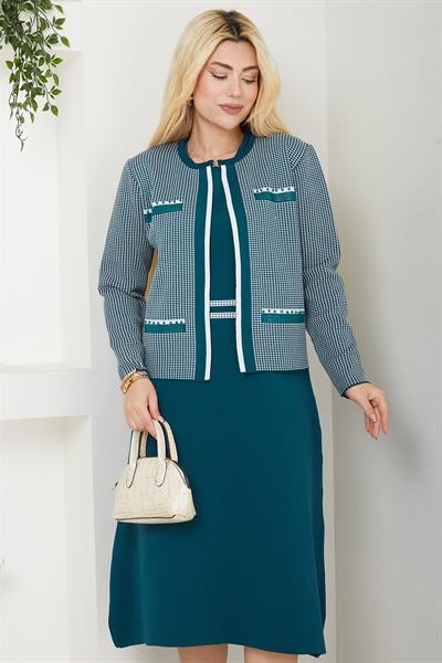 Ceketli Elbise Triko Takım Yeşil SS2593
