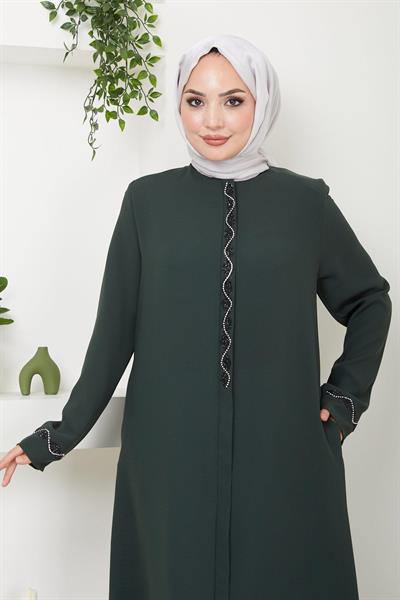 Desita Taş Detaylı Ferace Haki HM2469