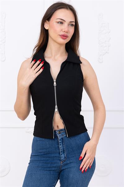 Fermuarlı Yelek Siyah SS2742