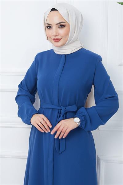 Gizli Patlı Kuşaklı Ferace İndigo HM2361