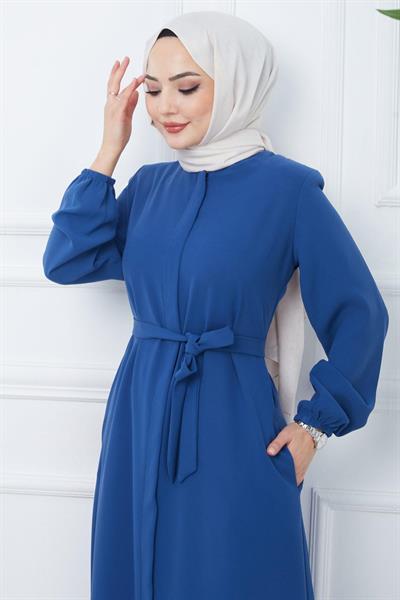 Gizli Patlı Kuşaklı Ferace İndigo HM2361