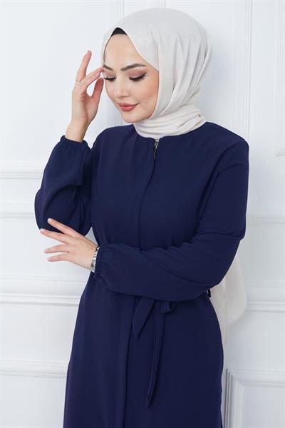 Gizli Patlı Kuşaklı Ferace Lacivert HM2361