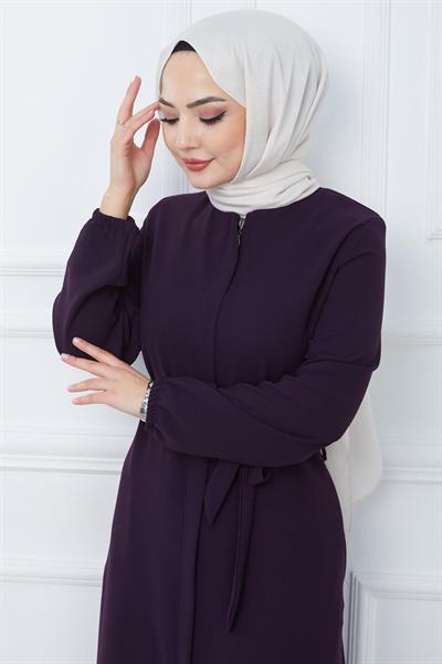 Gizli Patlı Kuşaklı Ferace Mürdüm HM2361