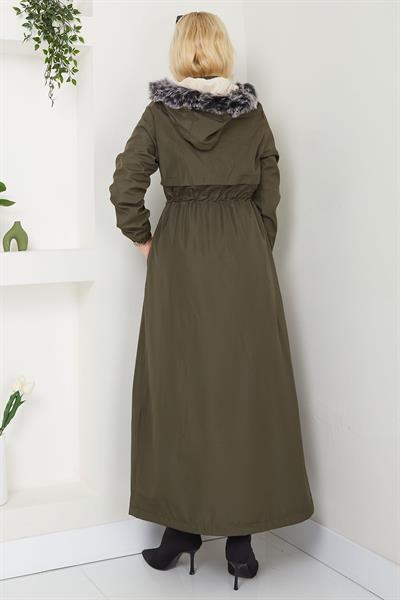 İçi Kürklü Tam Boy  Mont Haki SS2331