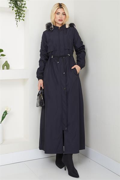 İçi Kürklü Tam Boy  Mont Lacivert SS2331