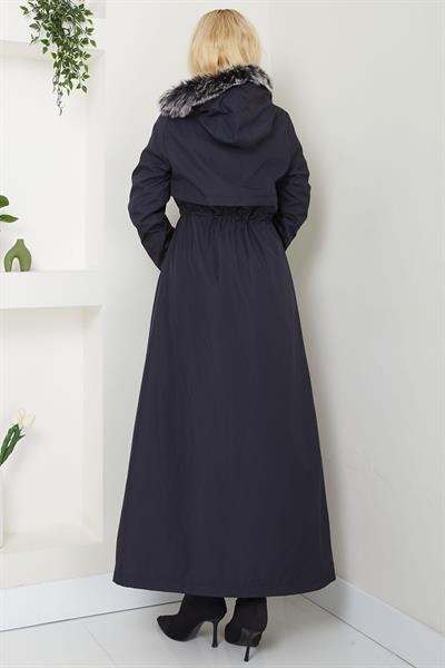 İçi Kürklü Tam Boy  Mont Lacivert SS2331
