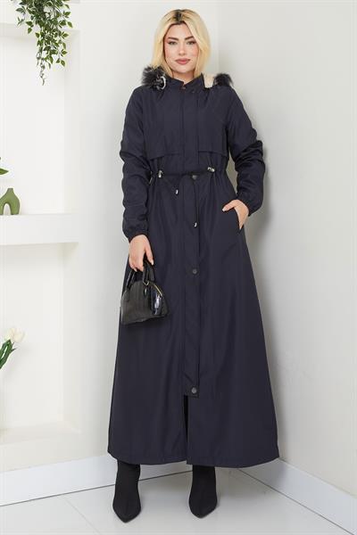 İçi Kürklü Tam Boy  Mont Lacivert SS2331