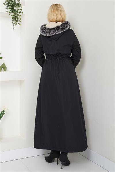 İçi Kürklü Tam Boy  Mont Siyah SS2331
