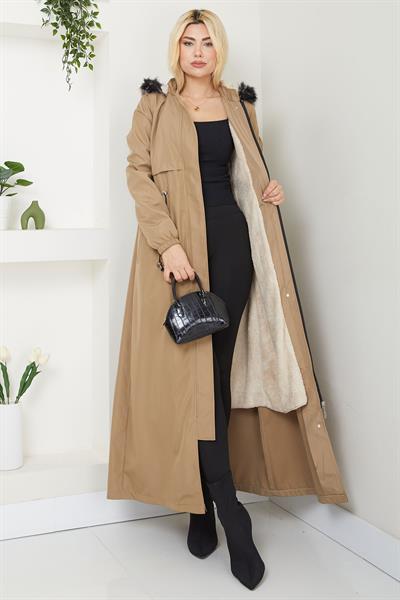 İçi Kürklü Tam Boy  Mont Vizon SS2331