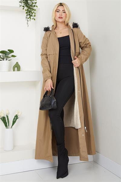 İçi Kürklü Tam Boy  Mont Vizon SS2331