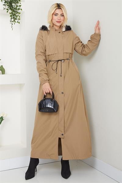 İçi Kürklü Tam Boy  Mont Vizon SS2331