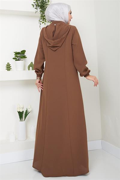 Kapüşonlu Fermuarlı Camel Ferace HM2052