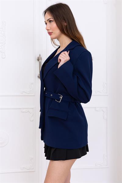 Kemerli Ceket Lacivert SS2697