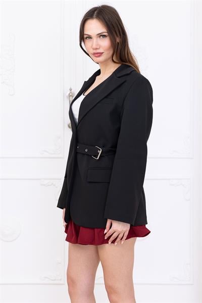 Kemerli Ceket Siyah SS2697