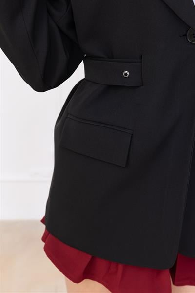 Kemerli Ceket Siyah SS2697