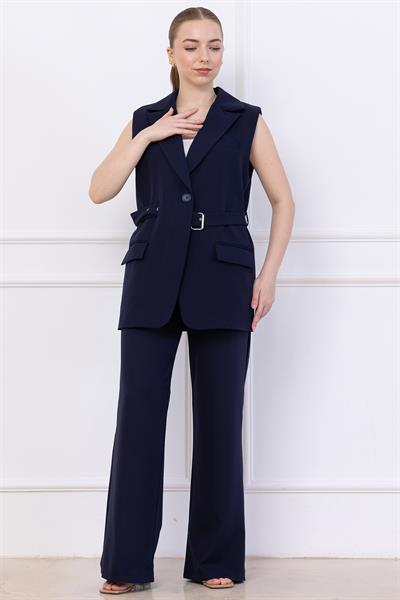 Kemerli Yelekli Takım Lacivert SS2749