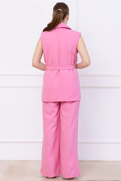 Kemerli Yelekli Takım Pembe SS2749