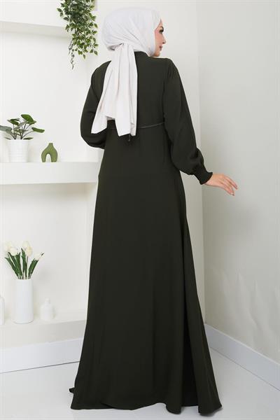Kolu Gipeli Nakış Detaylı Mevlana Ferace Haki HM2484