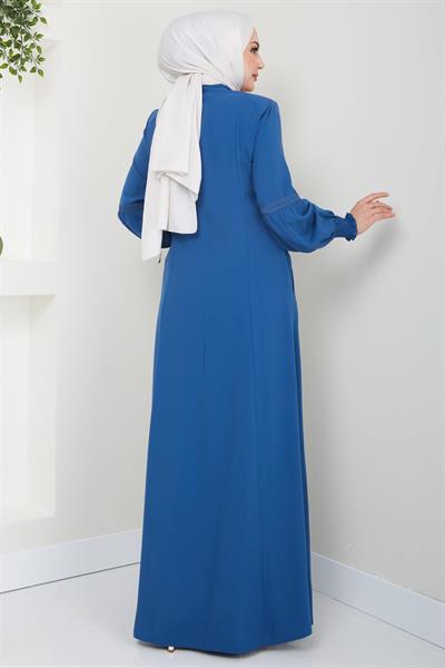 Kolu Nakışlı Ferace İndigo HM2412