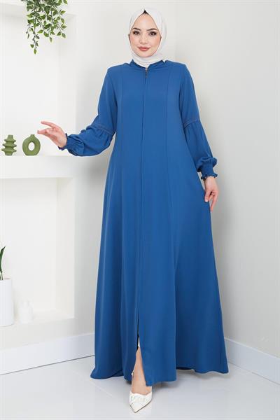 Kolu Nakışlı Ferace İndigo HM2412