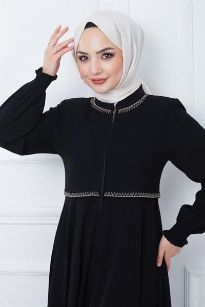 Nakışlı Mevlana Ferace Siyah HM2359