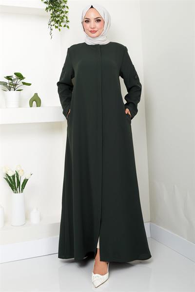 Nihan Kolları Taşlı Ferace Haki HM2485