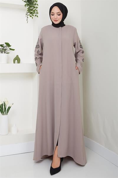 Nihan Kolları Taşlı Ferace Vizon HM2485