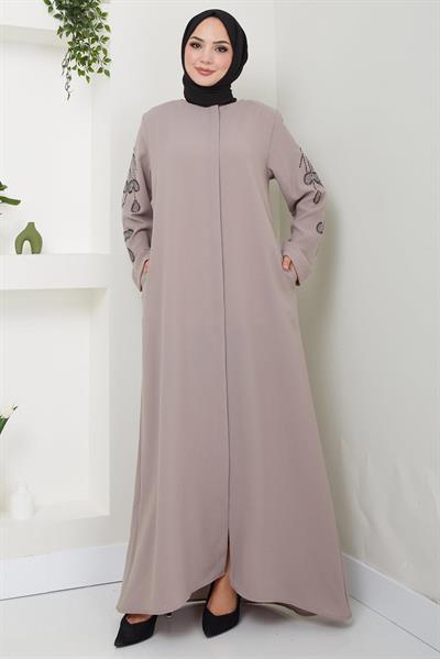 Nihan Kolları Taşlı Ferace Vizon HM2485