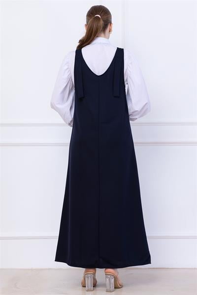 Omuzları Bağlamalı Örme Jile Elbise Lacivert SS2389