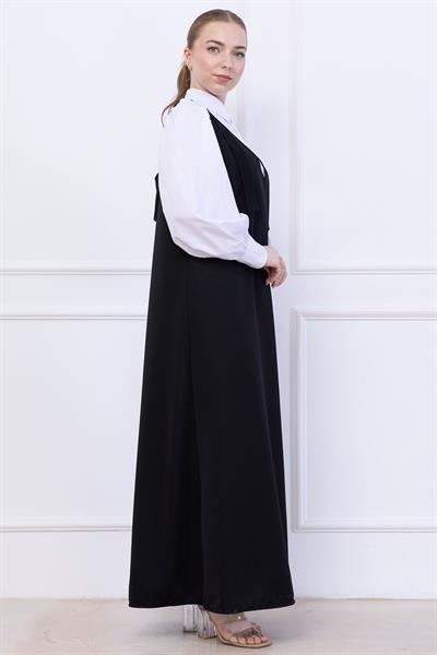 Omuzları Bağlamalı Örme Jile Elbise Siyah SS2389