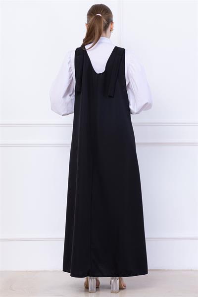 Omuzları Bağlamalı Örme Jile Elbise Siyah SS2389