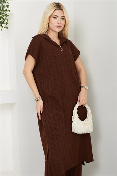 Pantolonlu Triko Takım Kahverengi SS2585