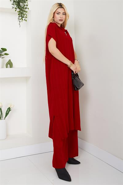 Pantolonlu Triko Takım Kırmızı SS2585