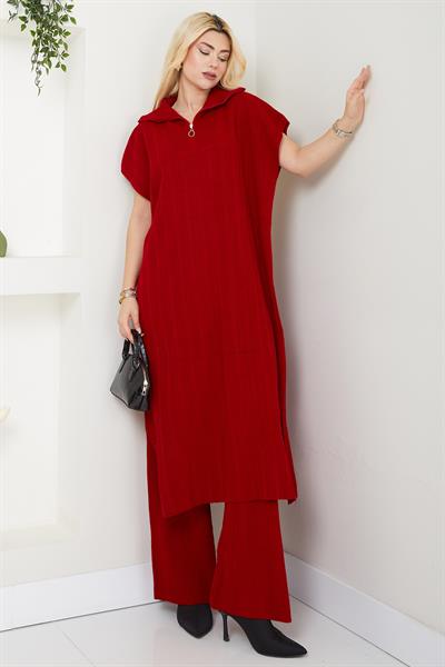 Pantolonlu Triko Takım Kırmızı SS2585