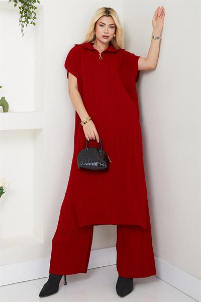 Pantolonlu Triko Takım Kırmızı SS2585