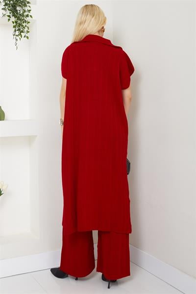 Pantolonlu Triko Takım Kırmızı SS2585