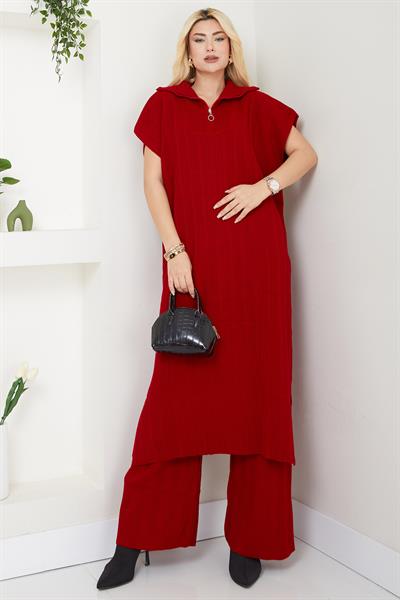 Pantolonlu Triko Takım Kırmızı SS2585