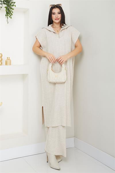 Pantolonlu Triko Takım Krem SS2585