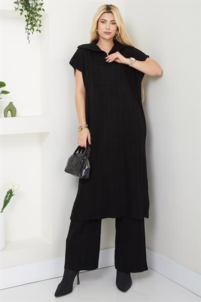 Pantolonlu Triko Takım Siyah SS2585