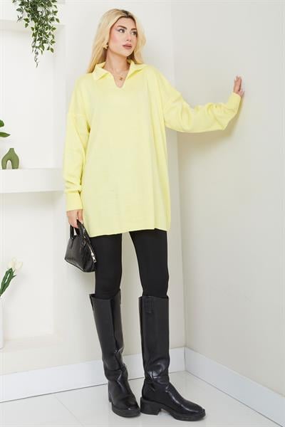 Polo Yaka Triko Kazak SS2616 Sarı